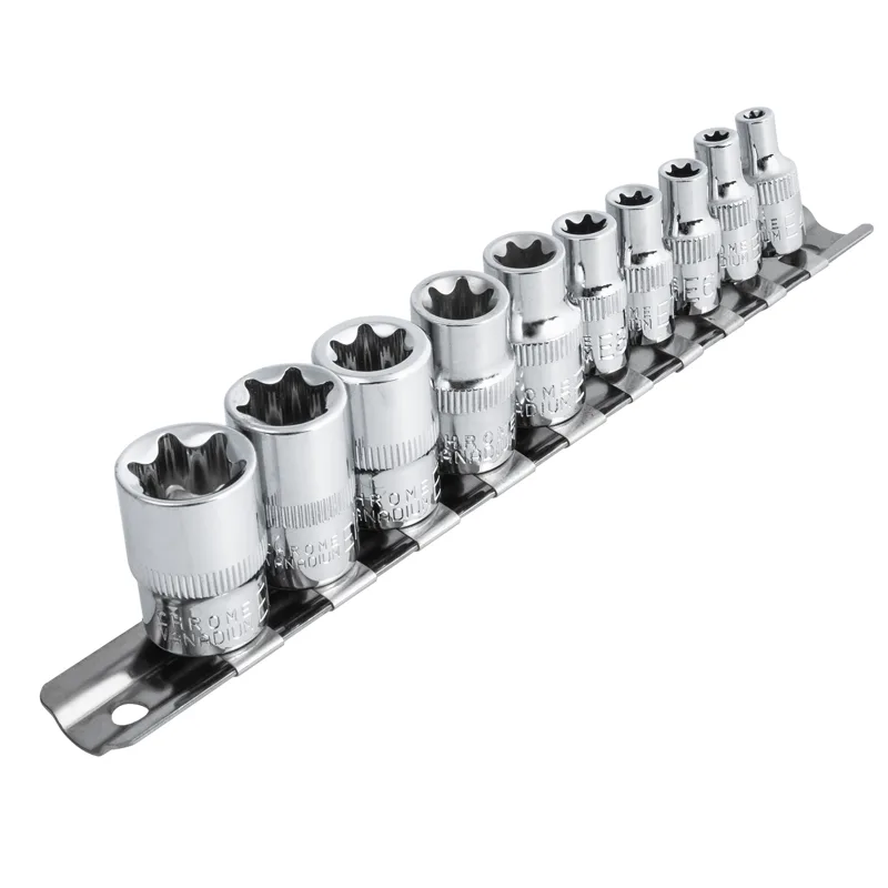Kseibi 11件套 E-Torx 套筒套装，带收纳导轨，1/4英寸和3/8英寸驱动