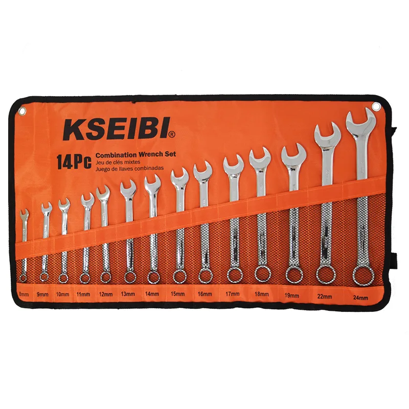 KSEIBI 14件套两用扳手组，配布质收纳袋，8-24 毫米