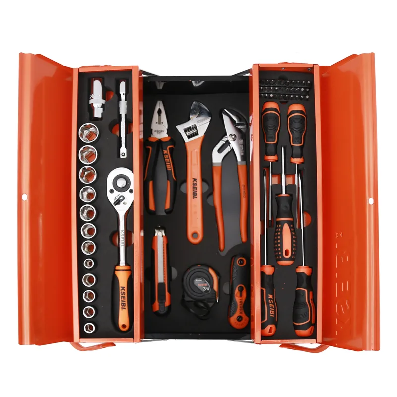 Kseibi 62件机修工具套装，配3格钢制工具箱