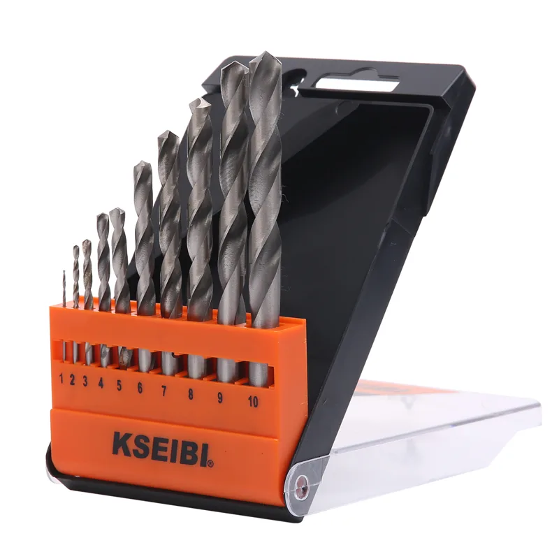 طقم ريش حفر معادن KSEIBI من 10 قطع HSS-R مع علبة بلاستيكية