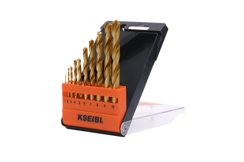 طقم Kseibi من 10 قطع لرؤوس حفر المعادن HSS-TiN مع علبة بلاستيكية