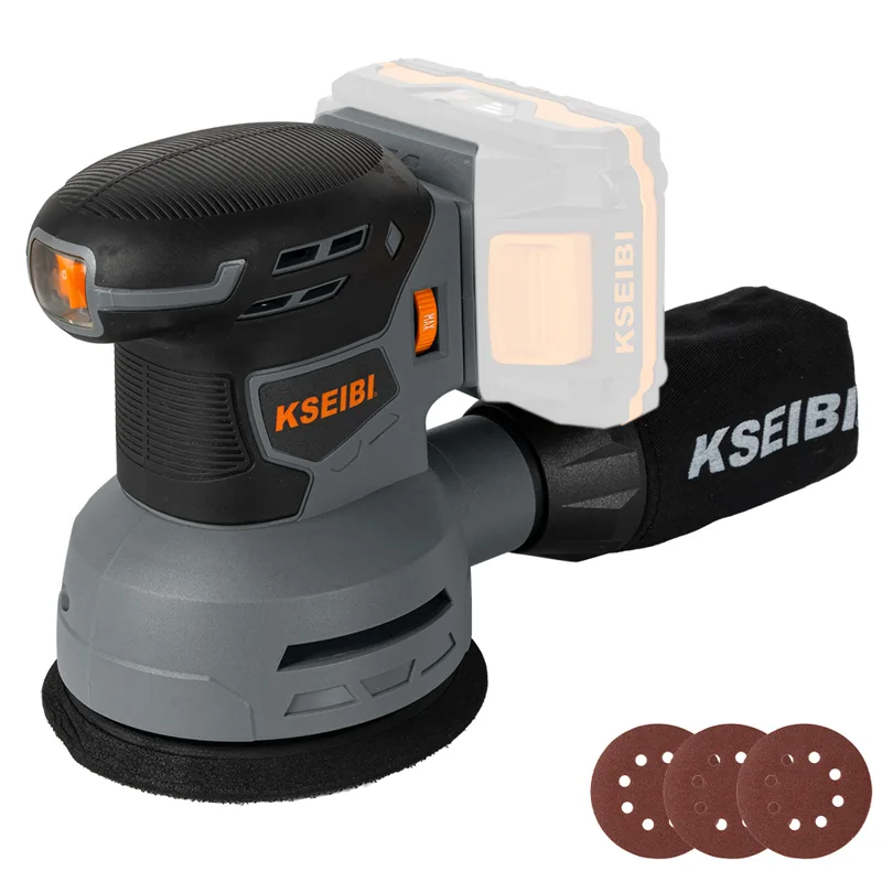KSEIBI 20V 无绳 125mm 随机轨道砂磨机 裸机