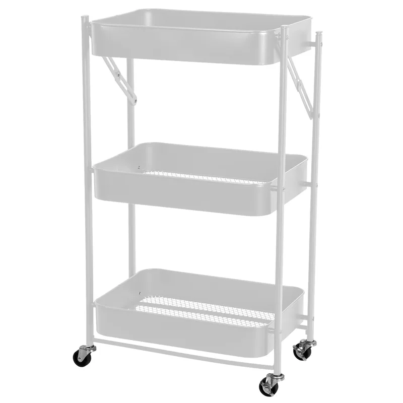 Kseibi 3-Tier Folding Steel Utility Cart - White, 46 x 30 x 77 cm