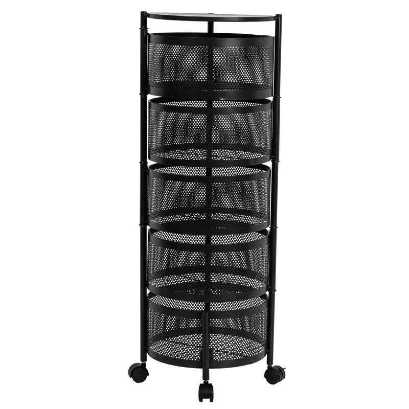 Kseibi 5-Tier Rotating Round Storage Rack - Black, 90 x 30 x 30 cm